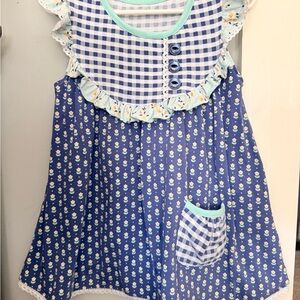 Blue and White Gingham Kids Casual Dress